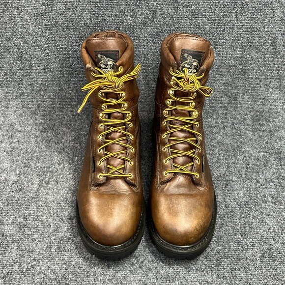 Georgia Boot Lace To Toe Waterproof Work Boots Men's 11 Brown Leather Soft Toe - Picture 3 of 16